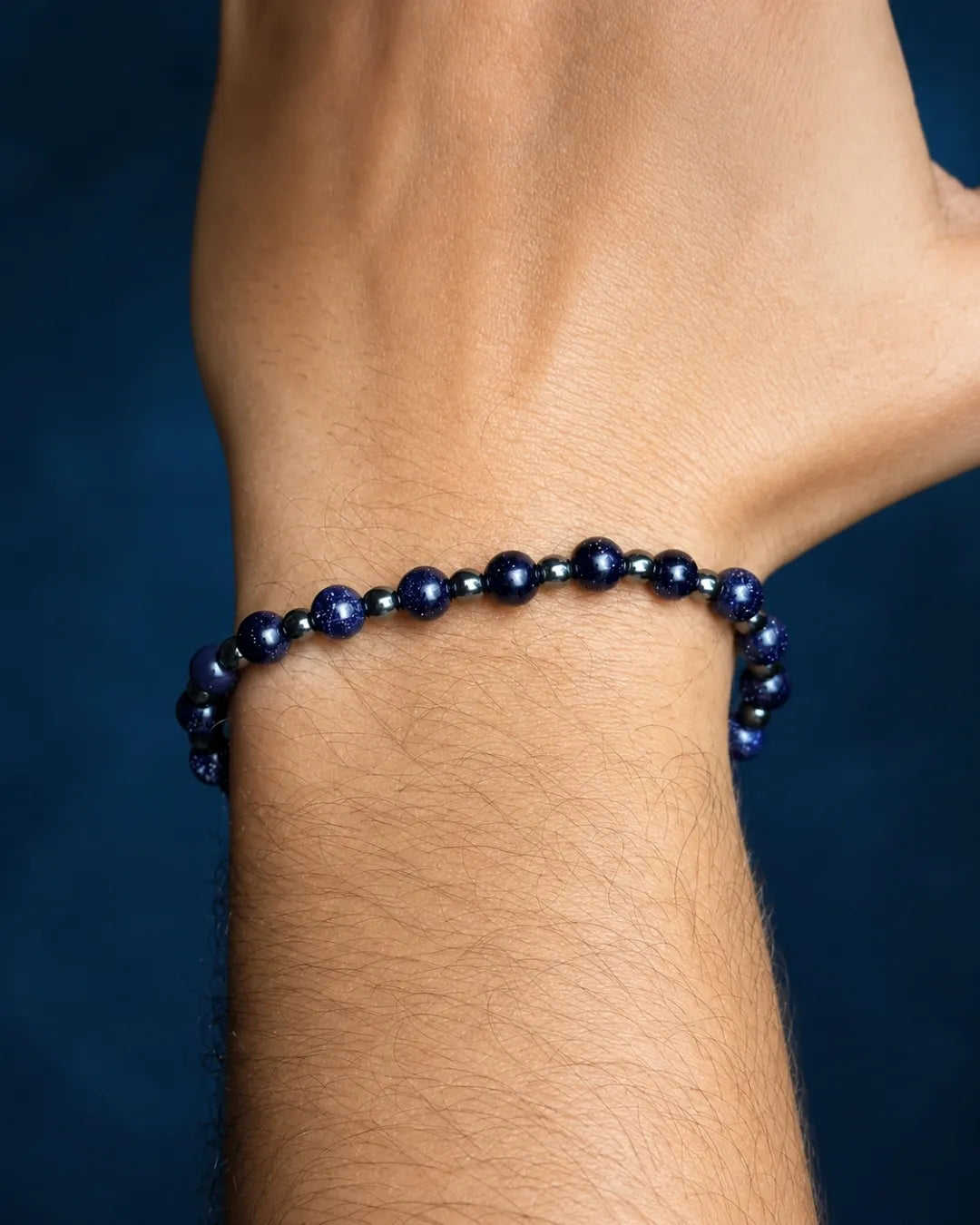Pulseira Santiago - Pedra Blue Sand e Hematita