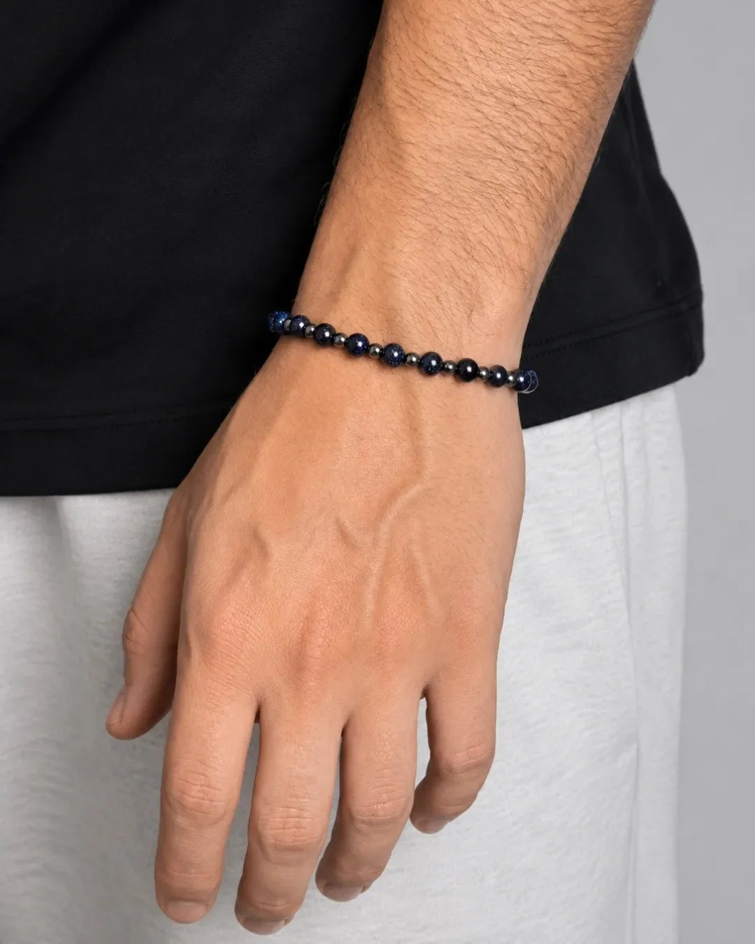 Pulseira Santiago - Pedra Blue Sand e Hematita